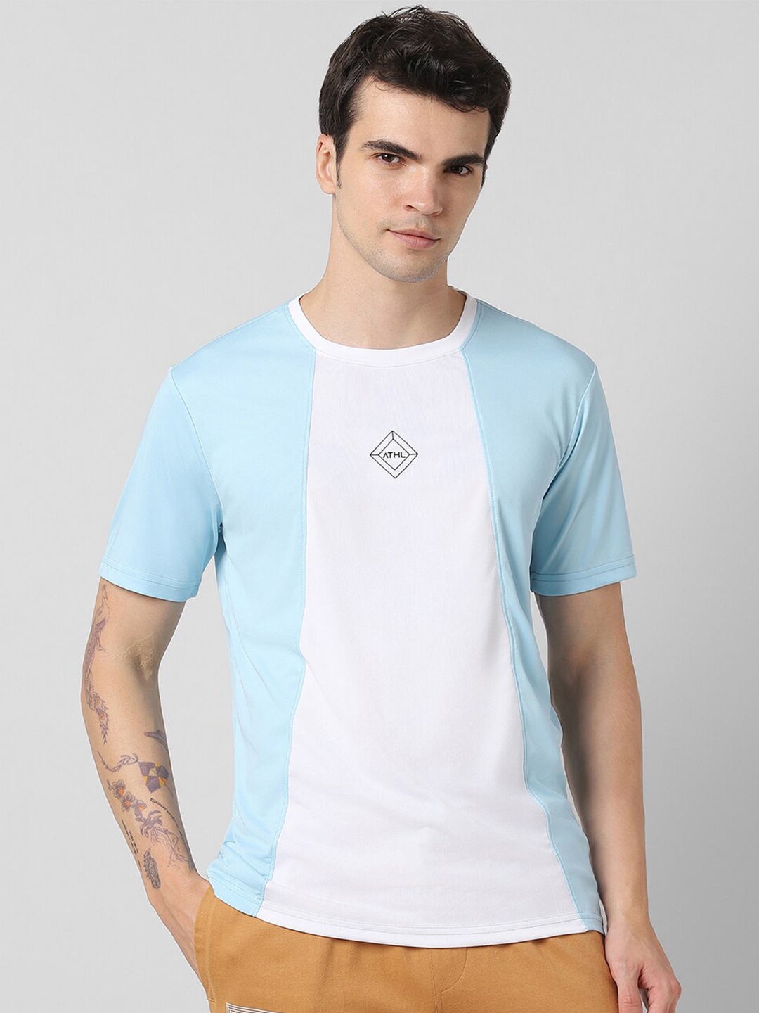 

Pantaloons Colourblocked Round Neck Regular T-shirt, Blue