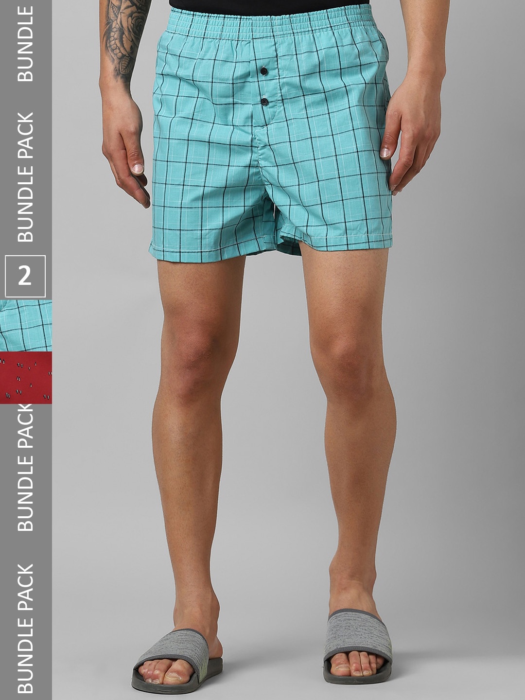 

Pantaloons Pack Of 2 Checked Pure Cotton Boxers P122AMBX00047Multicolor, Maroon
