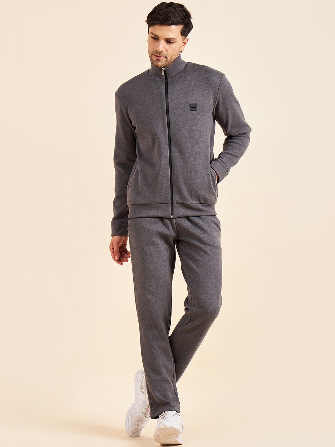 

Sweet Dreams Mock Collar Fleece Sweatshirt & Track Pants, Grey