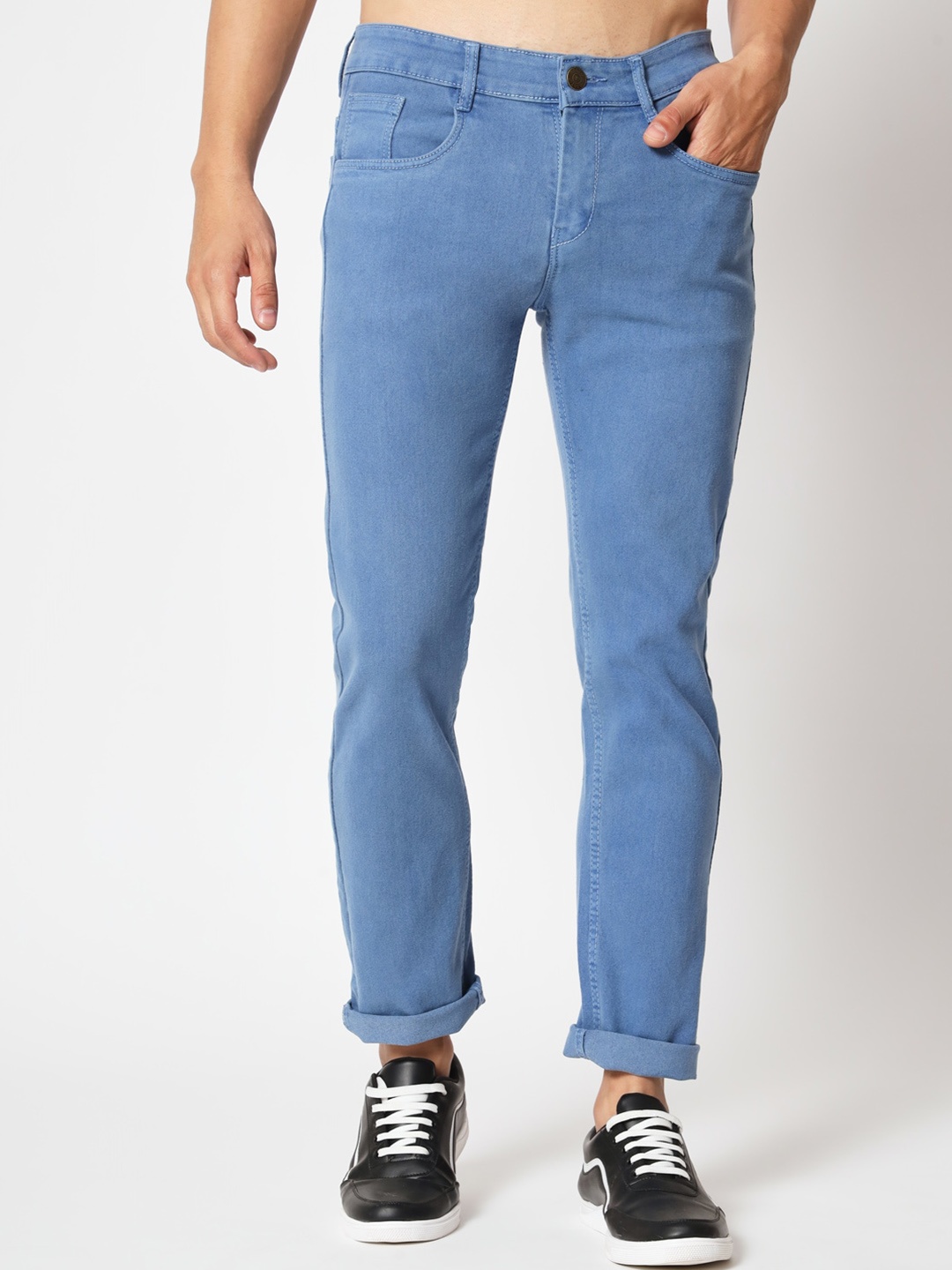 

RAGZO Men Mid Rise Slim Fit Clean Look Stretchable Jeans, Blue