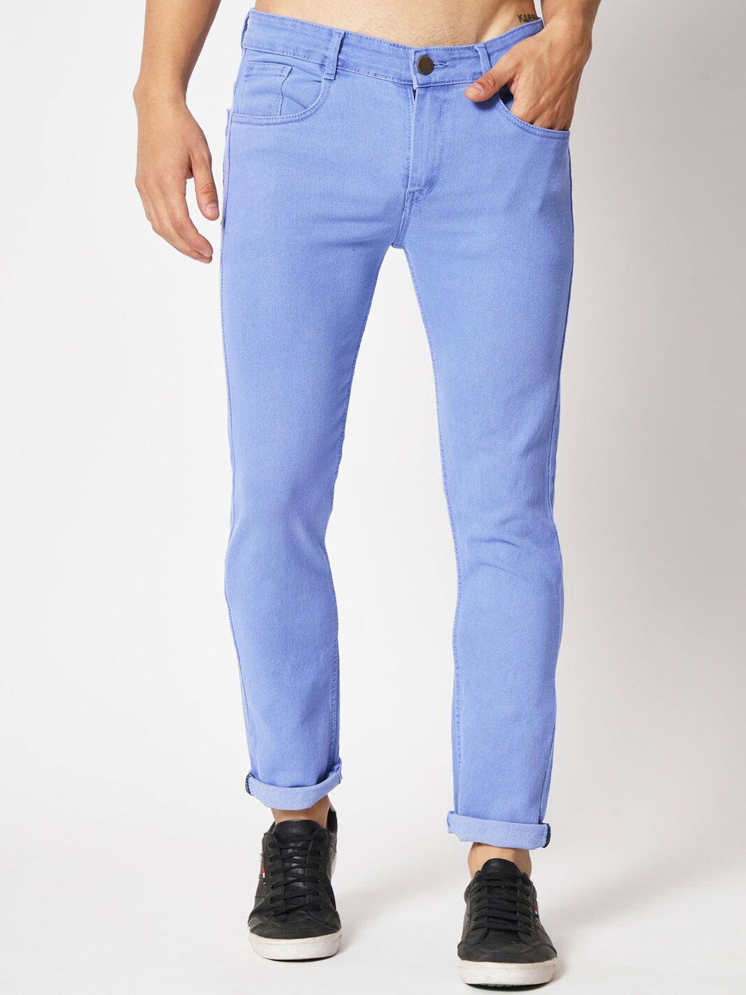 RAGZO Men Mid Rise Slim Fit Clean Look Stretchable Jeans, Blue