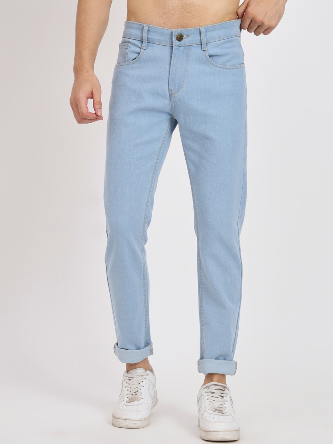 

RAGZO Men Mid Rise Slim Fit Clean Look Stretchable Jeans, Blue