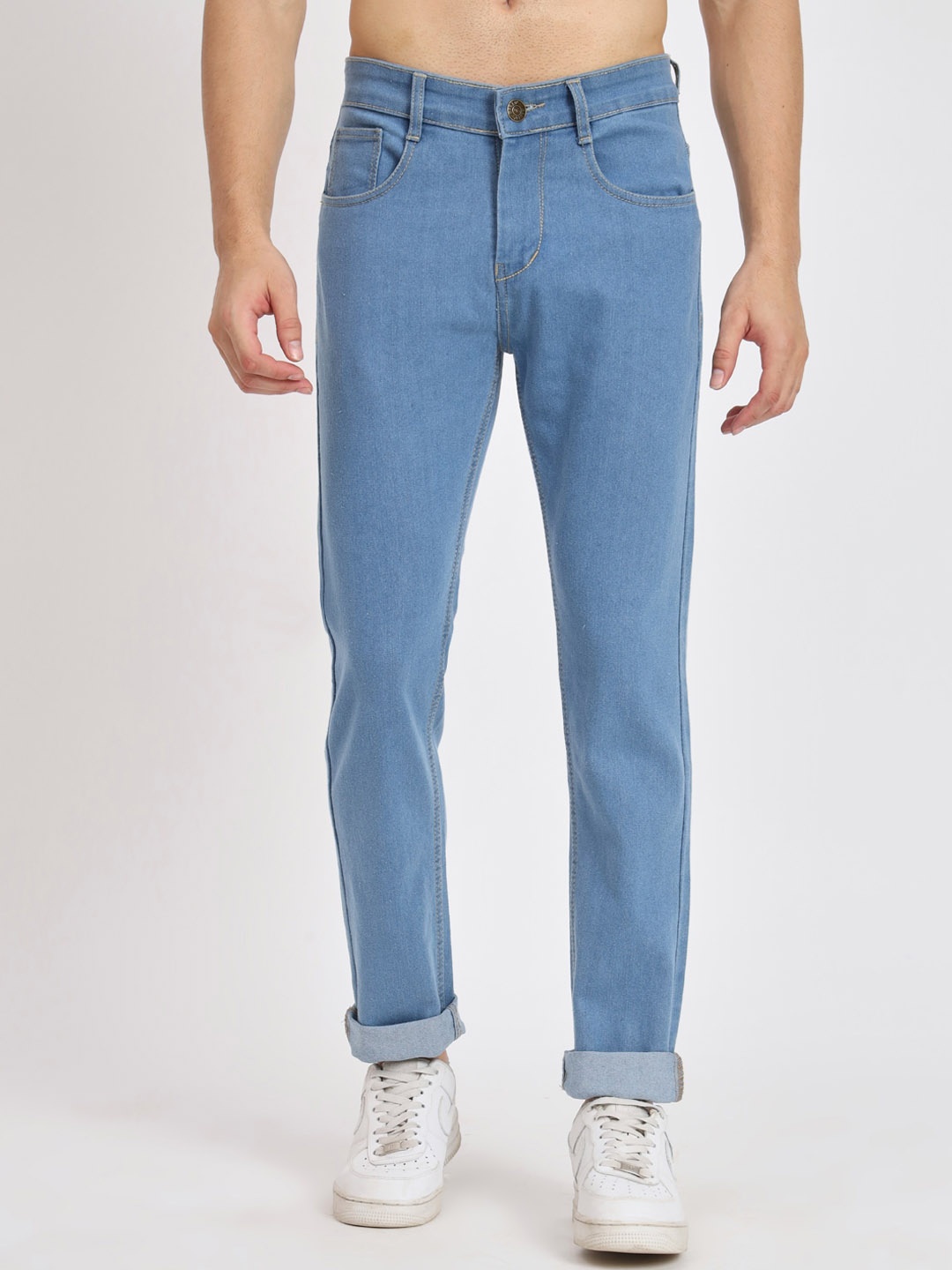 

RAGZO Men Mid Rise Slim Fit Clean Look Stretchable Jeans, Blue