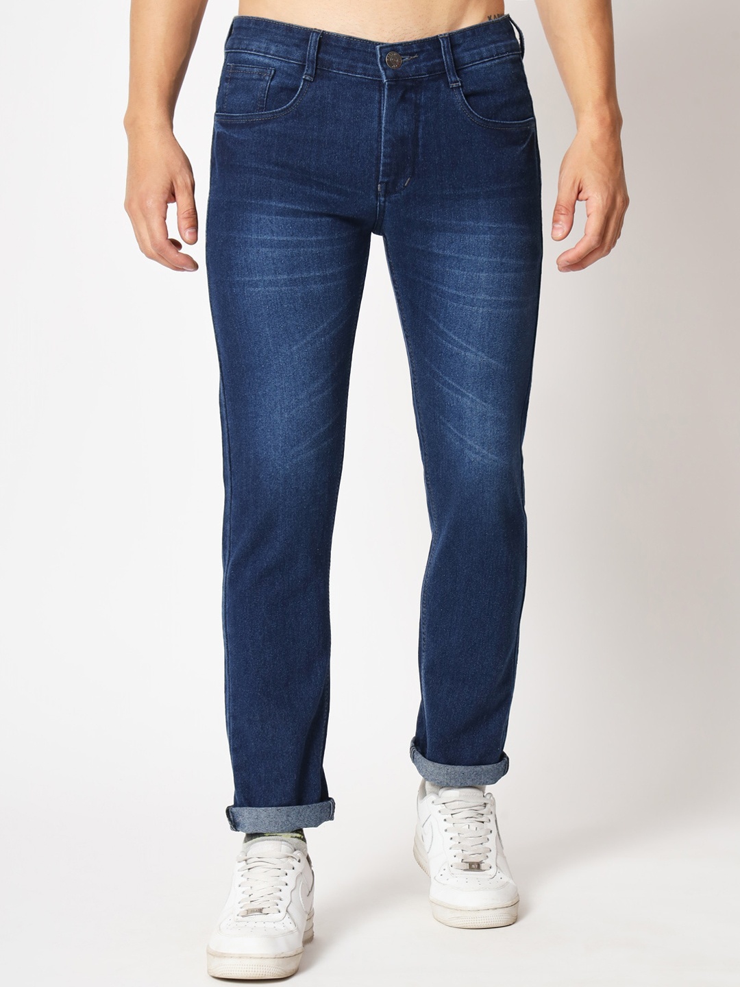 

RAGZO Men Mid Rise Slim Fit Clean Look Light Fade Stretchable Jeans, Blue
