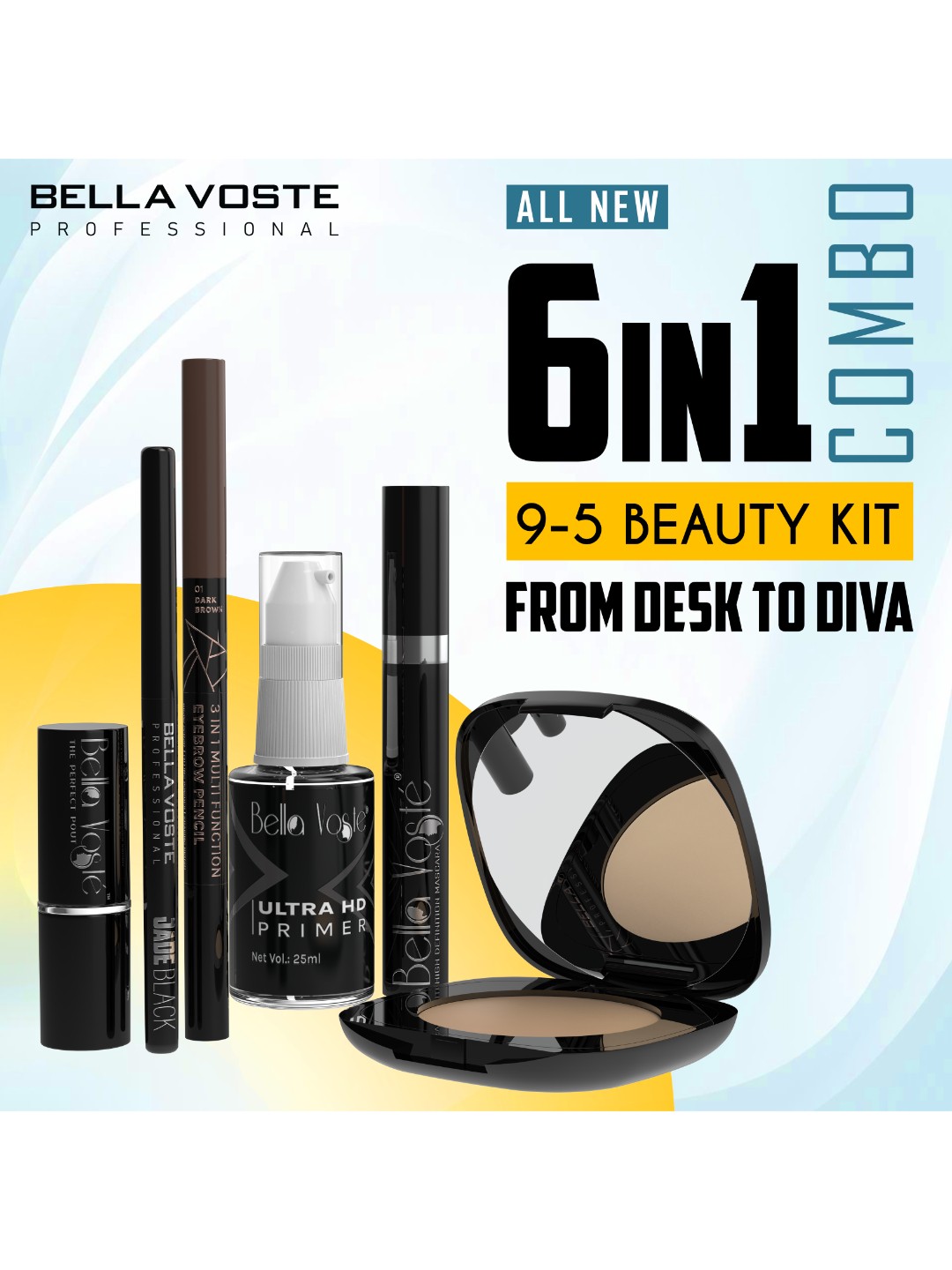 

Bella Voste Set Of 6 Proffesional 9 to 5 Beauty Kit, Brown
