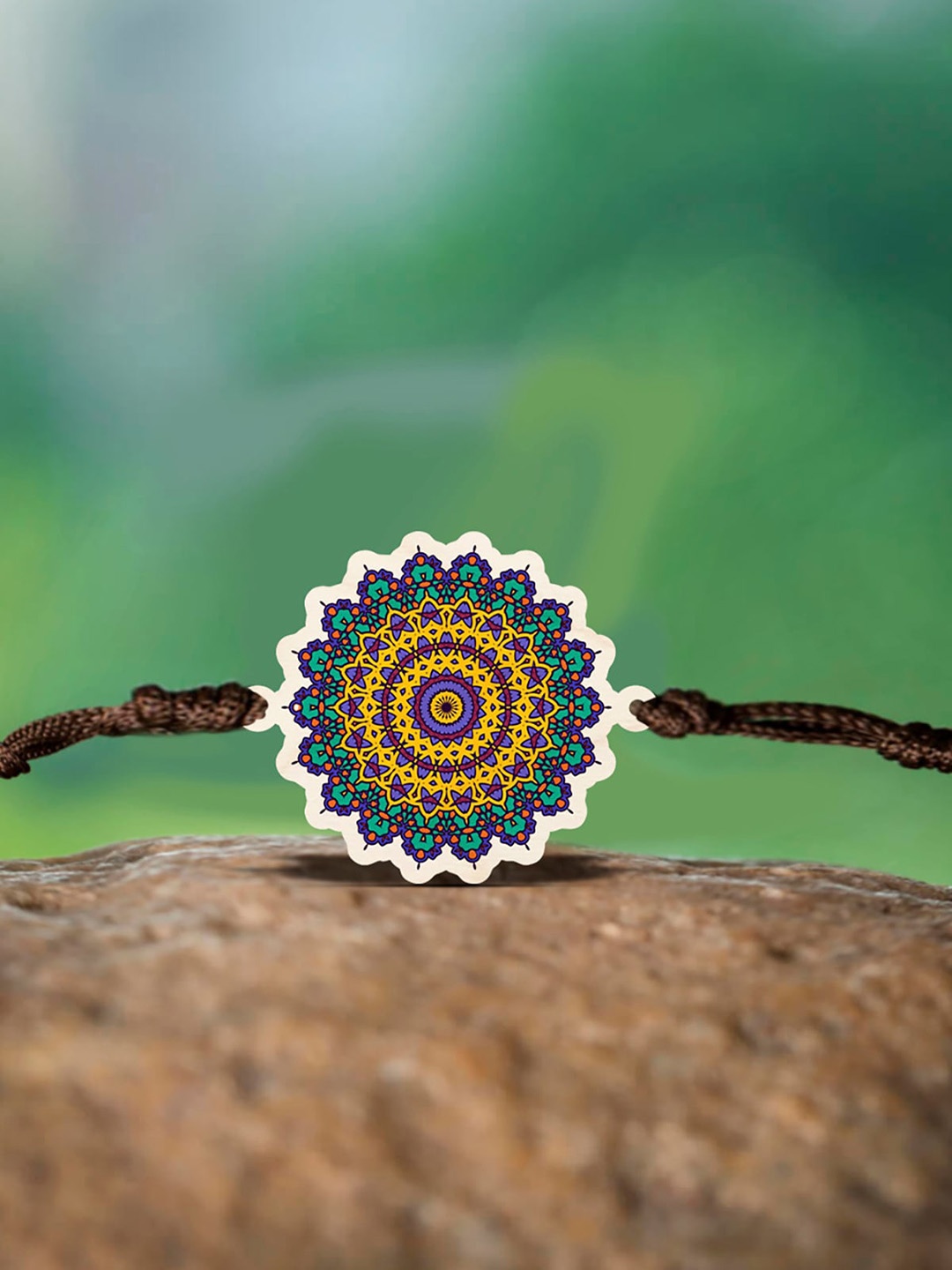 

Bigsmall Mandala Wooden Charm Rakhi, Purple