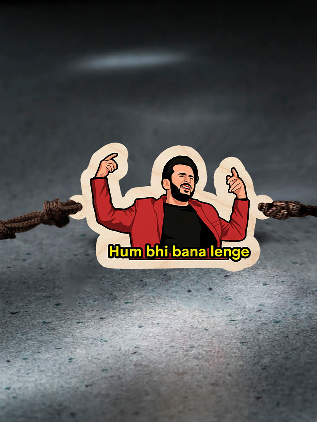 

Bigsmall Hum Bhi Bana Lenge Wooden Charm Rakhi, Red