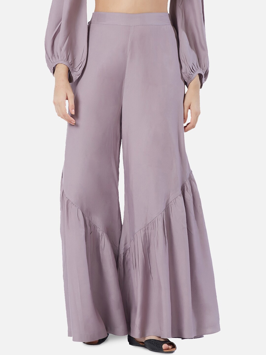 

Fusion Beats Flared Palazzos, Lavender