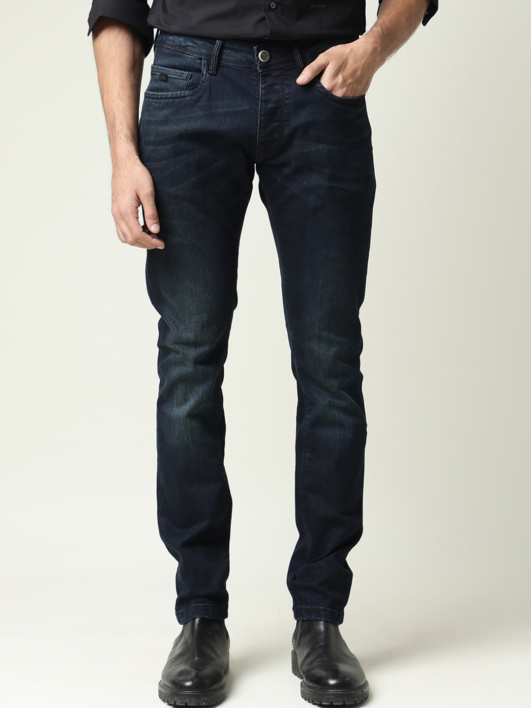 

RARE RABBIT Men Ultra Slim Fit Mid Rise Stretchable Jeans, Blue