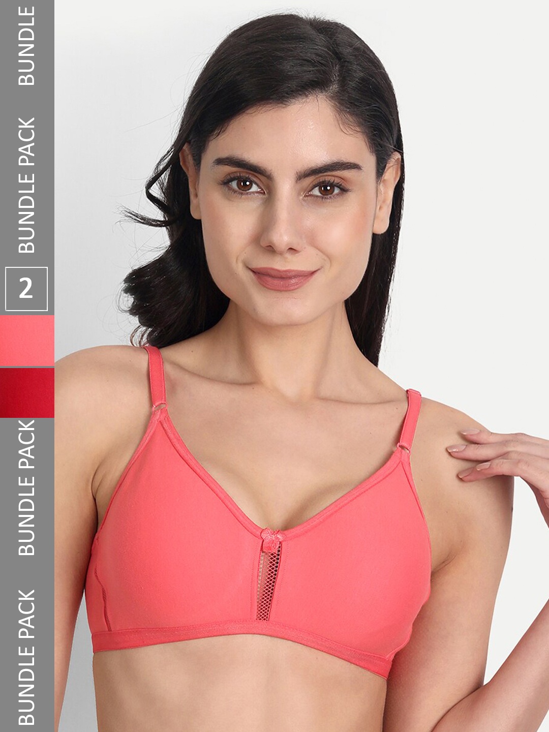 

Aimly Pack Of 2 Full Coverage Non Padded Cotton Bras With All Day Comfort, Red