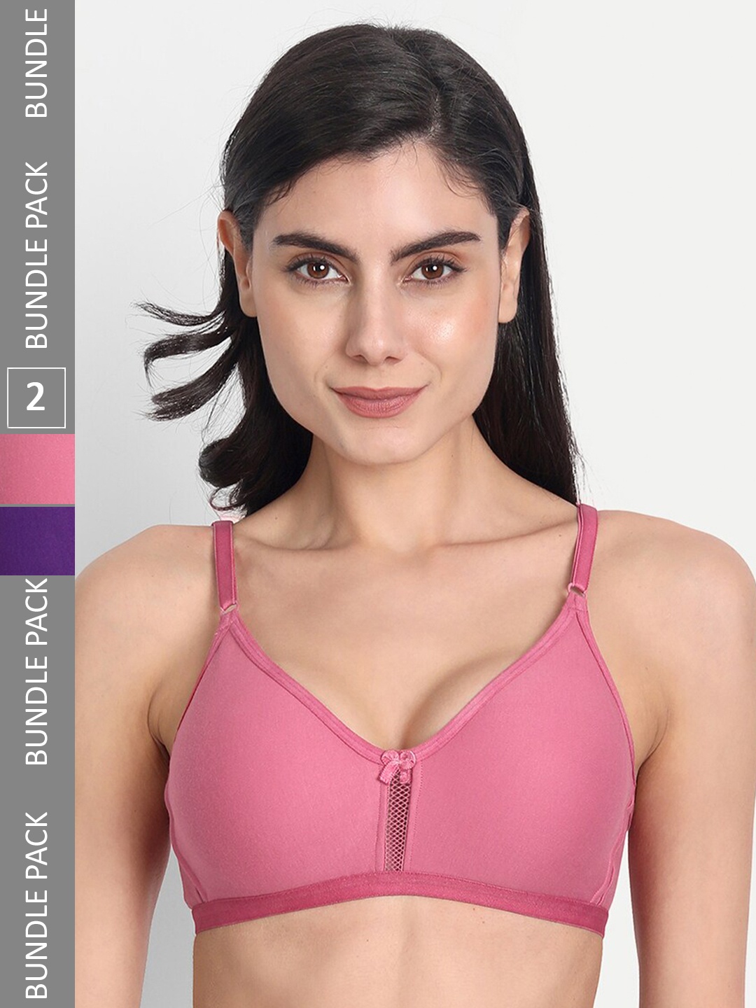 

Aimly Pack Of 2 Full Coverage Non Padded Cotton Bras With All Day Comfort, Pink
