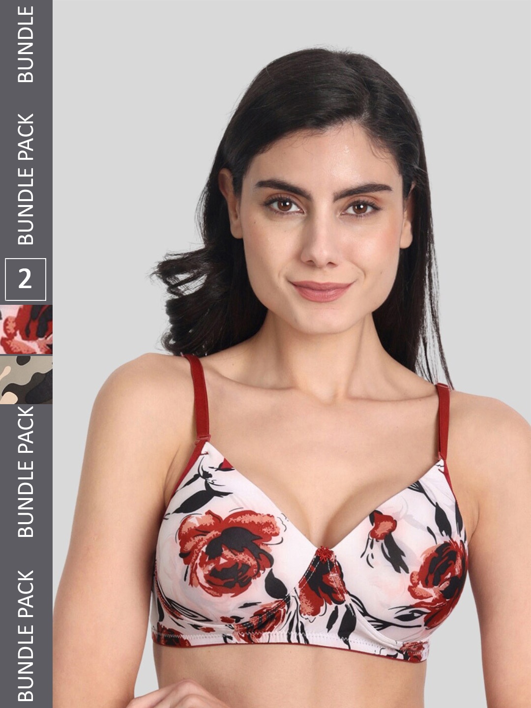 

Aimly Pack of 2 Floral Full Coverage Cotton Push-Up Bra With All Day Comfort, White