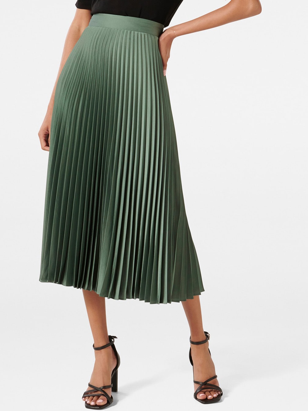 

Forever New Pleated Midi Flared Skirt, Green