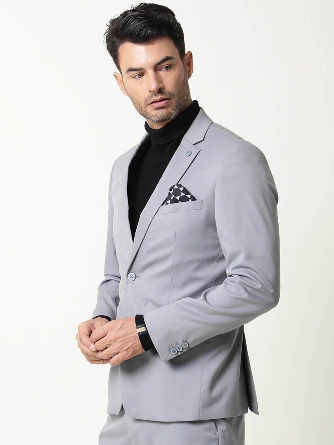 

RARE RABBIT Men Berzu Tailored Fit Single-Breasted Blazer, Grey