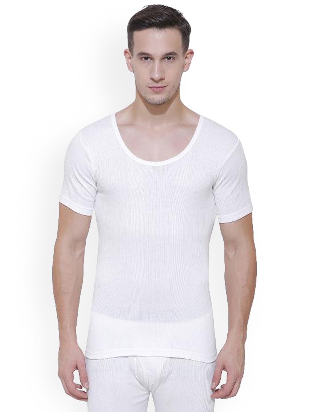 

BODYCARE INSIDER Round Neck Cotton Thermal Top, White
