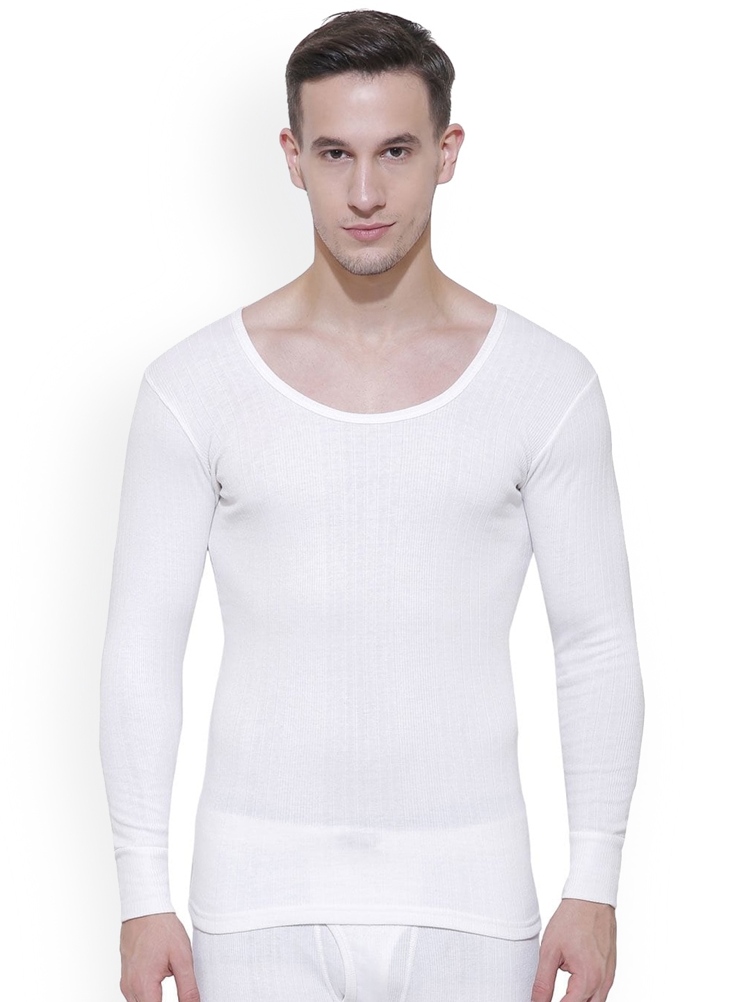 

BODYCARE INSIDER Round Neck Cotton Thermal Top, White