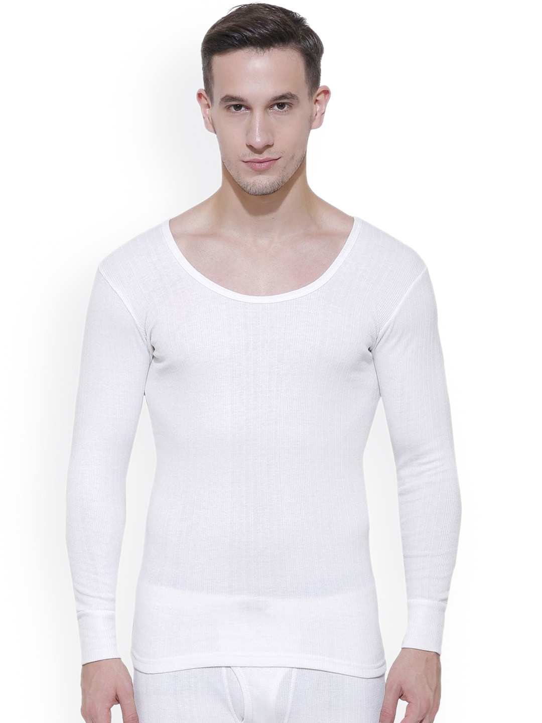 

BODYCARE INSIDER Round Neck Cotton Thermal Top, White