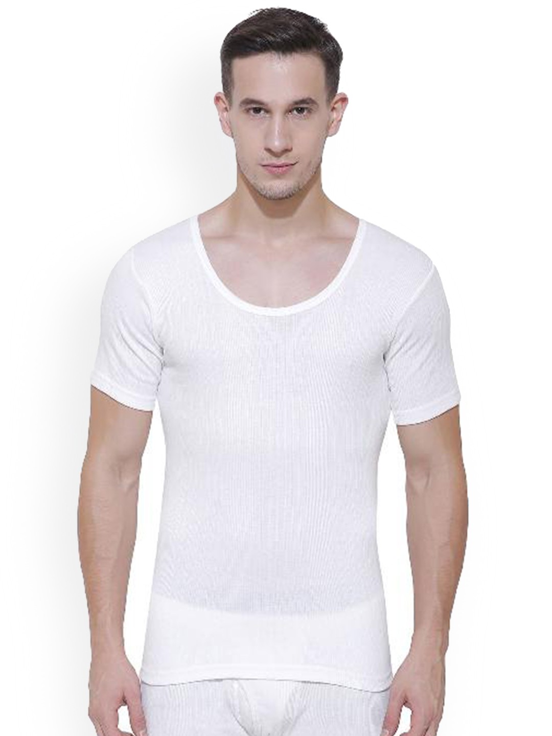 

BODYCARE INSIDER Round Neck Cotton Thermal Top, White