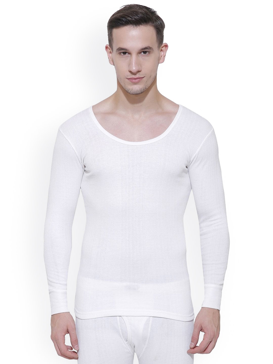 BODYCARE INSIDER Round Neck Cotton Thermal Top, White