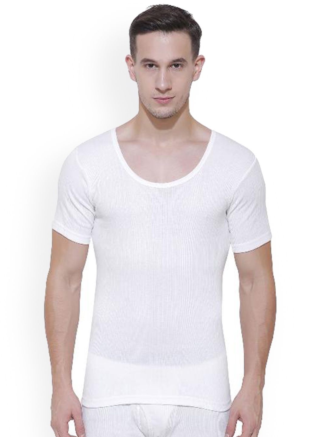 

BODYCARE INSIDER Round Neck Cotton Thermal Top, White