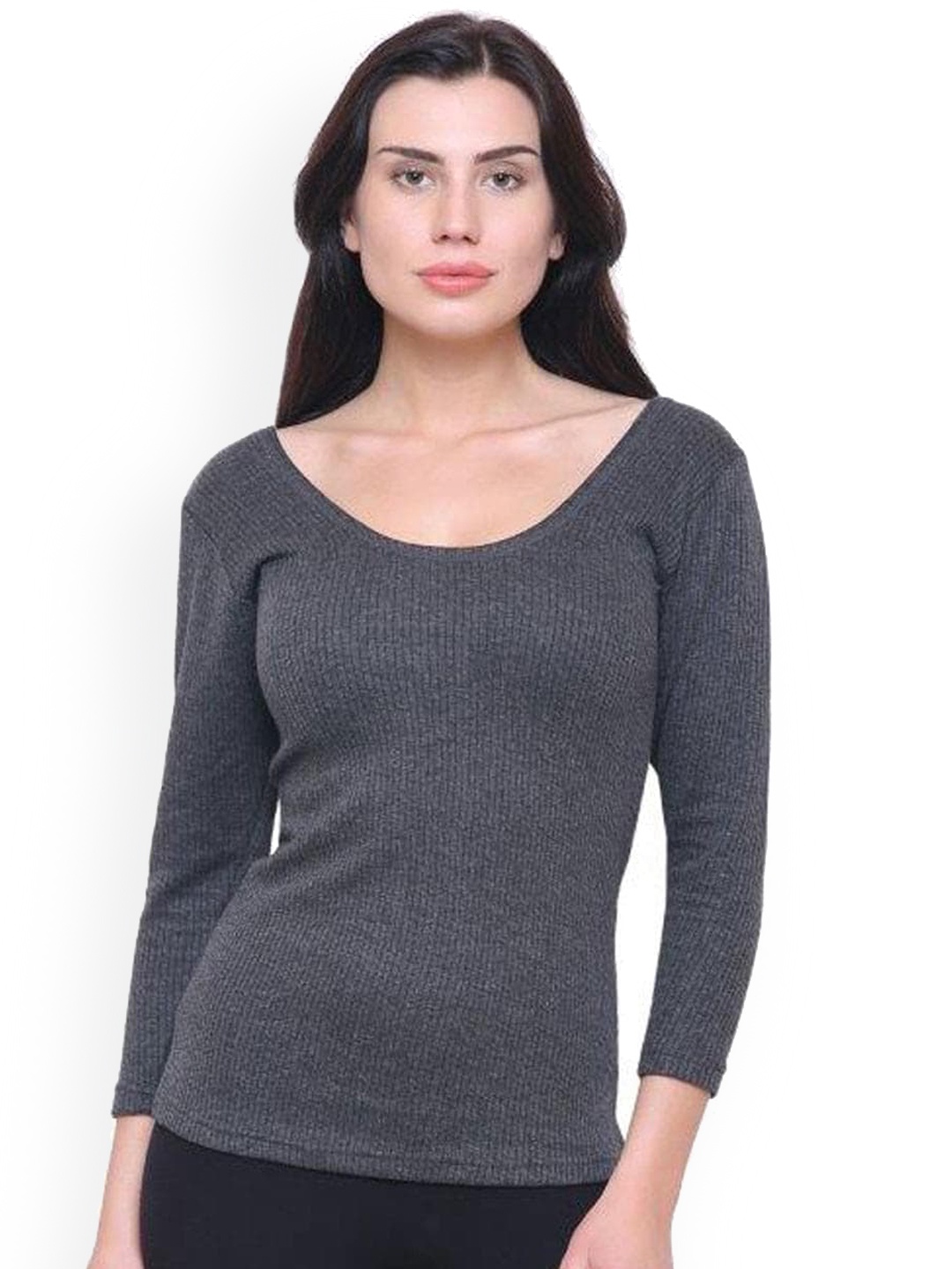 

BODYCARE INSIDER Round Neck Cotton Thermal Top, Grey