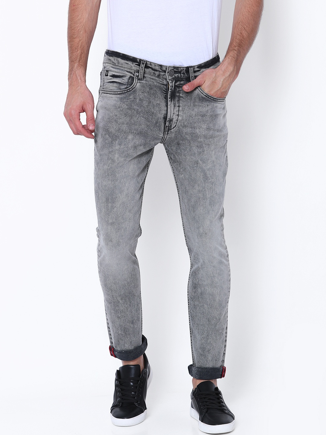 

LOCOMOTIVE Men Grey Slim Fit Mid-Rise Clean Look Stretchable Jeans