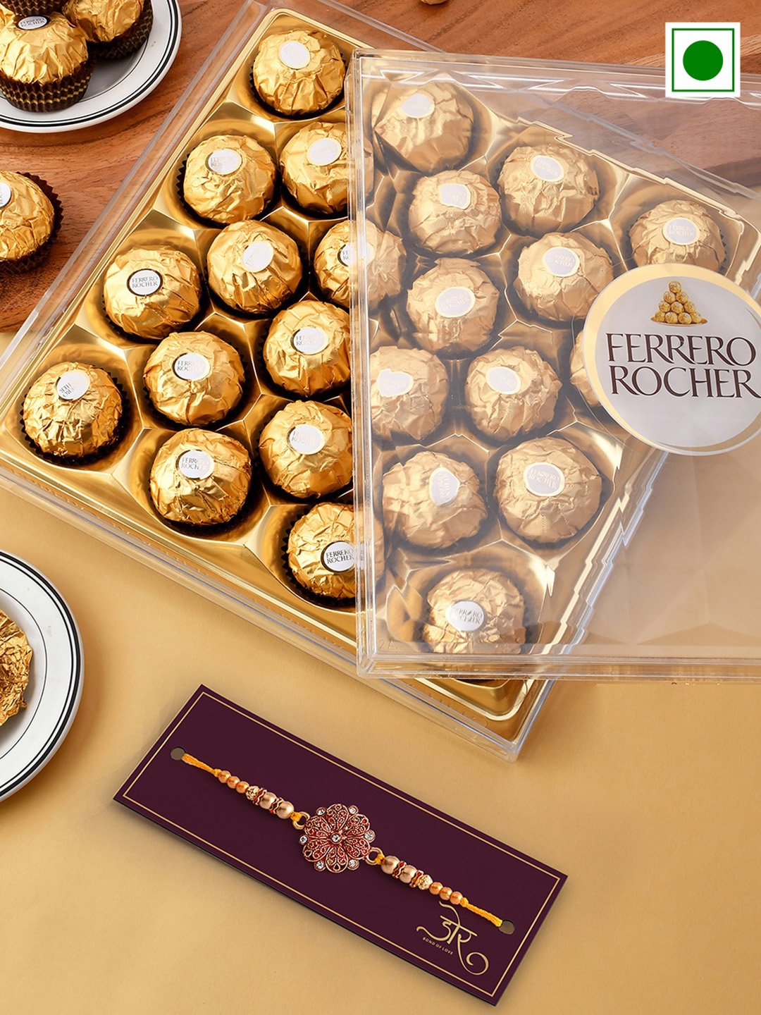 

Hyperfoods Floral Beaded Rakhi With Chocolate Gift Set, Gold