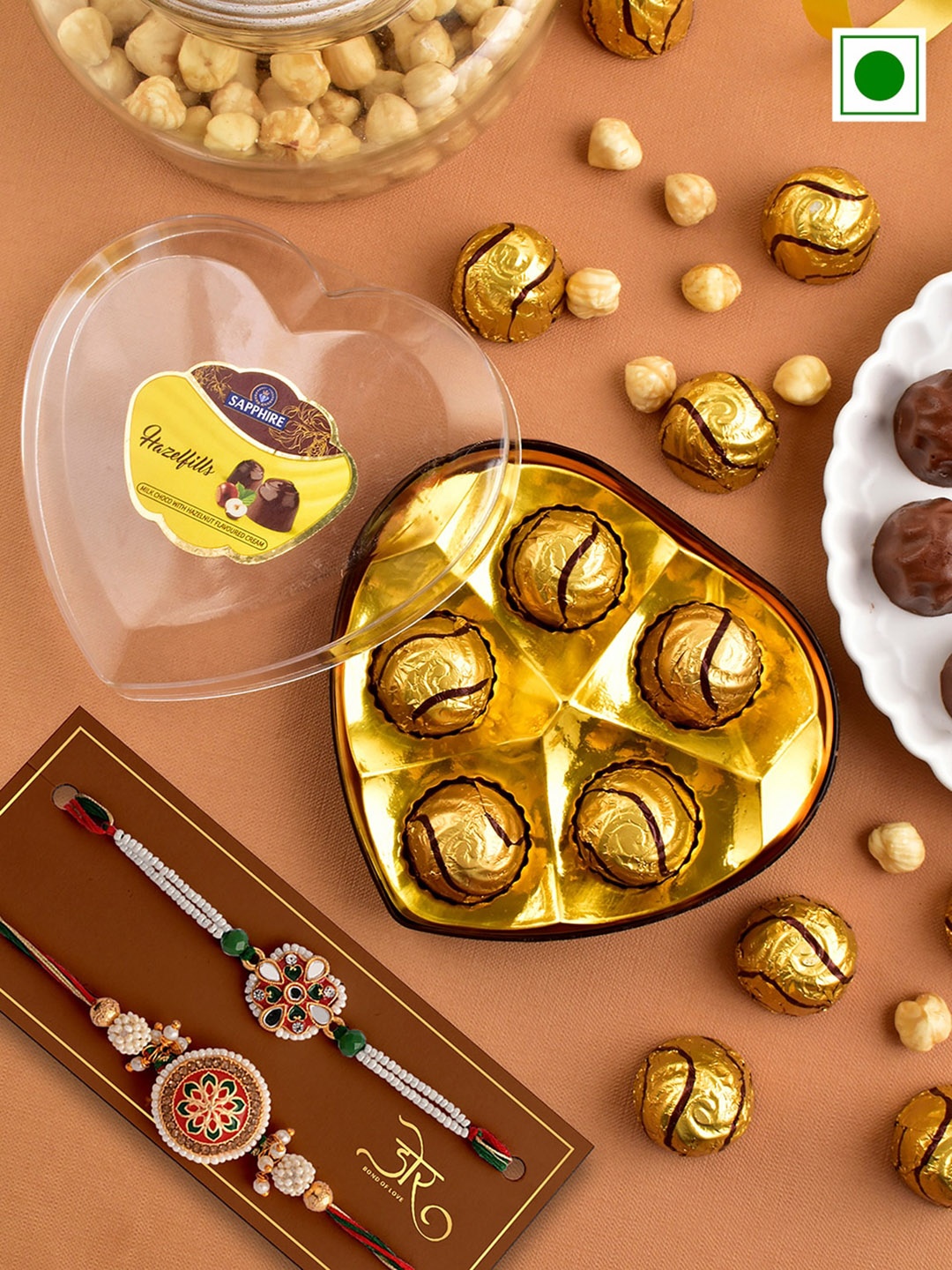 

Hyperfoods Sapphire Hazelfill Chocolate With 2 Rakhis, Orange