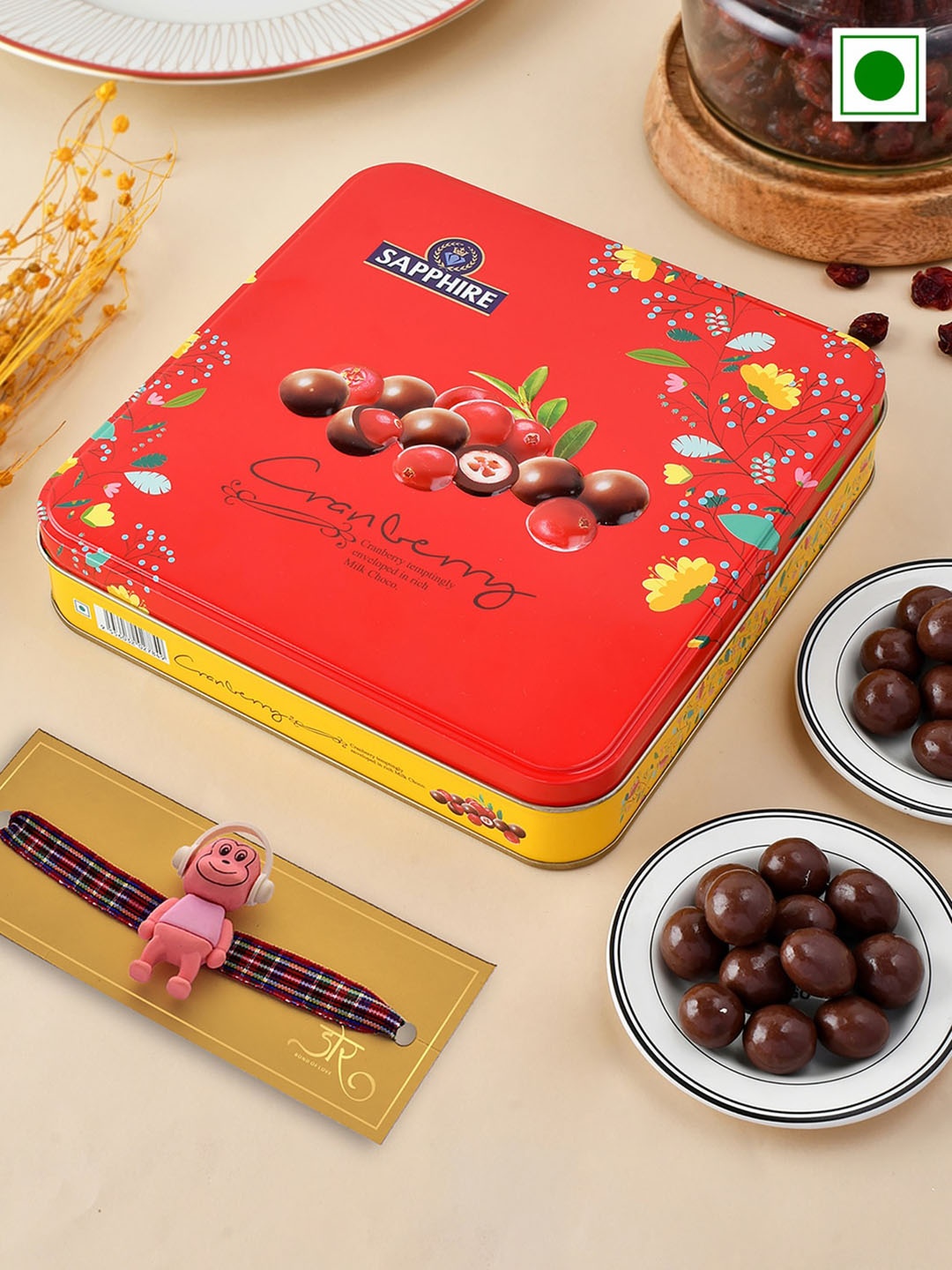 

Hyperfoods Kids Toy Charm Rakhi With Sapphire Chocolate Cranberry 200 gm, Red