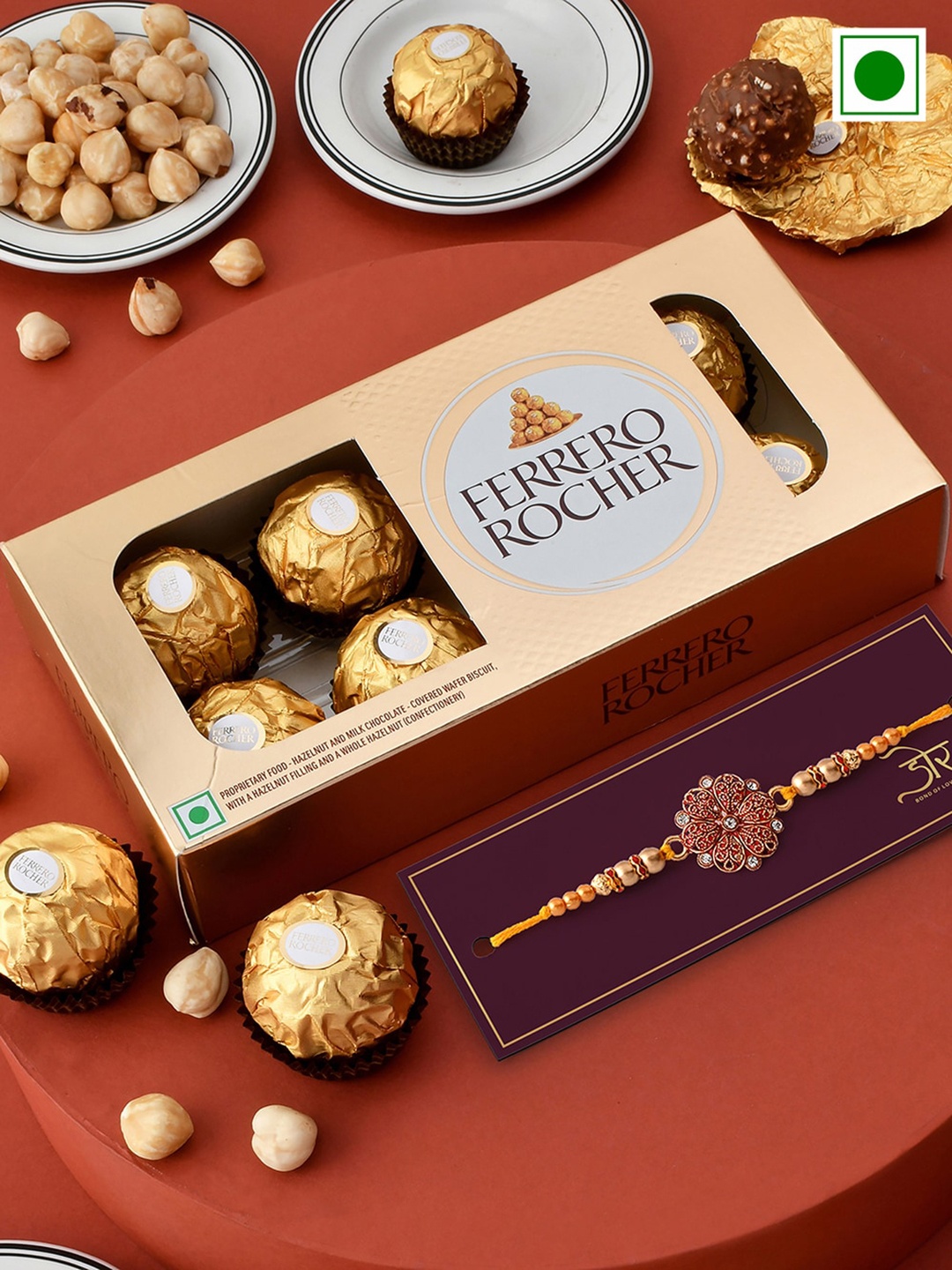 

Hyperfoods Rakhi With Ferrero Rocher Chocolate Gifts Set 300g, Yellow
