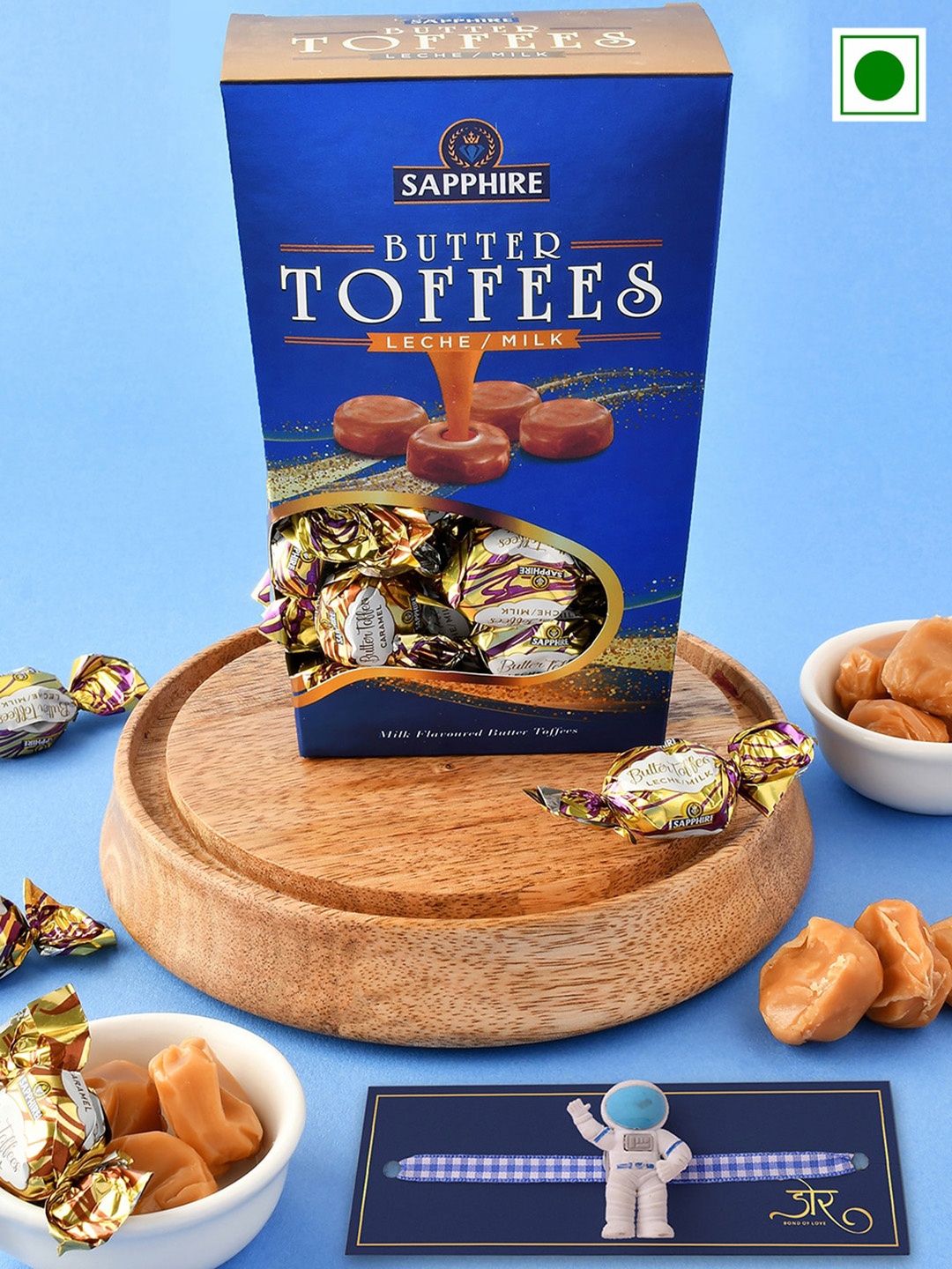 

Hyperfoods Kids Rakhi With Butter Toffees Chocolate Gift Set 300 gm, Blue