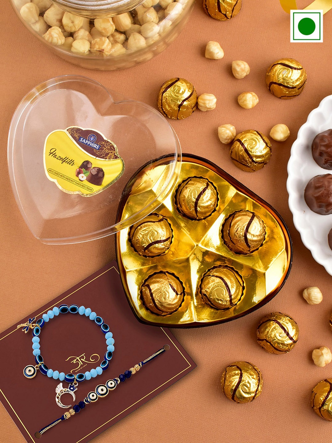 

Hyperfoods Sapphire Hazelfill Chocolate & Kid Rakhi, Blue