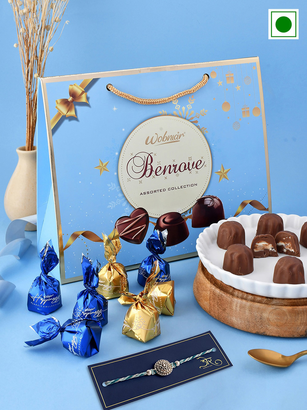 

Hyperfoods 24Pcs Rakhi with Benrove Chocolate -350g, Blue