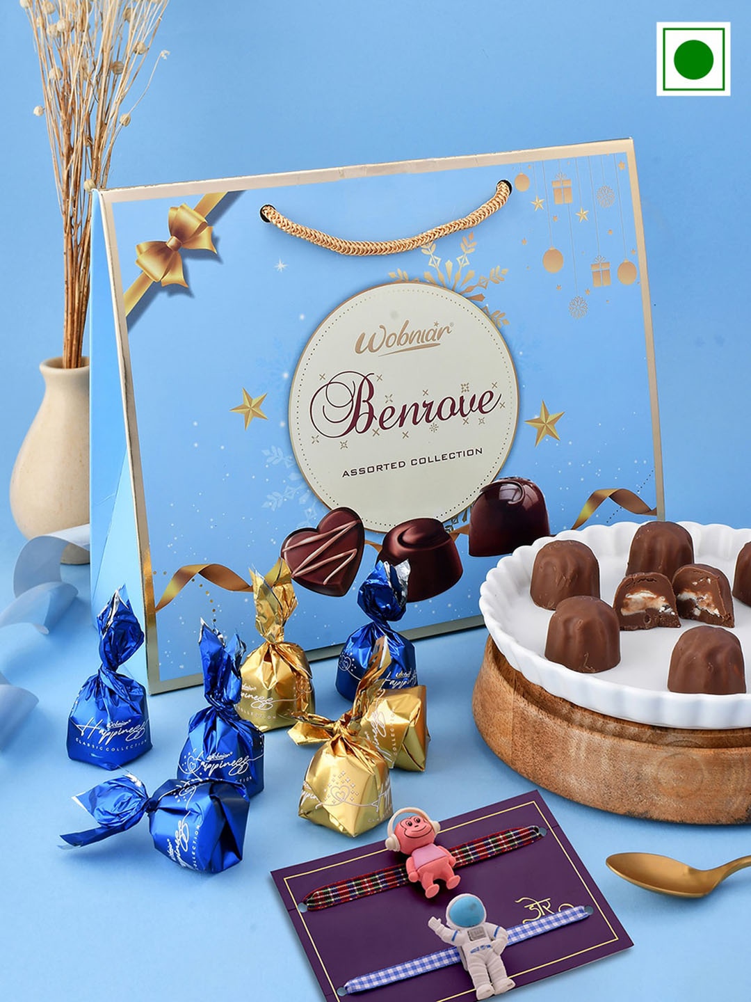 

Hyperfoods Kids Set Of 2 Rakhi With Chocolates Gift Set, Blue
