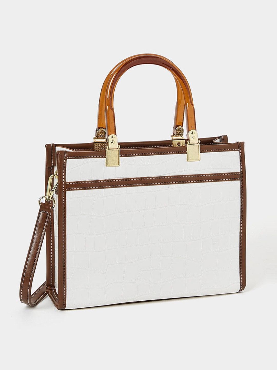 

Styli Textured Structured Handheld Bag, White