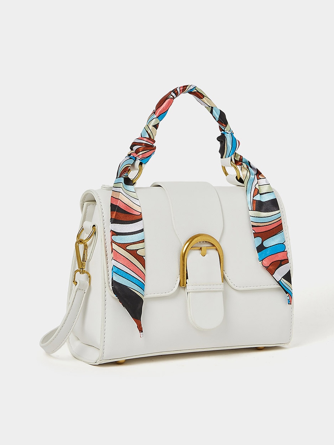 

Styli Printed Structured Handheld Bag, White