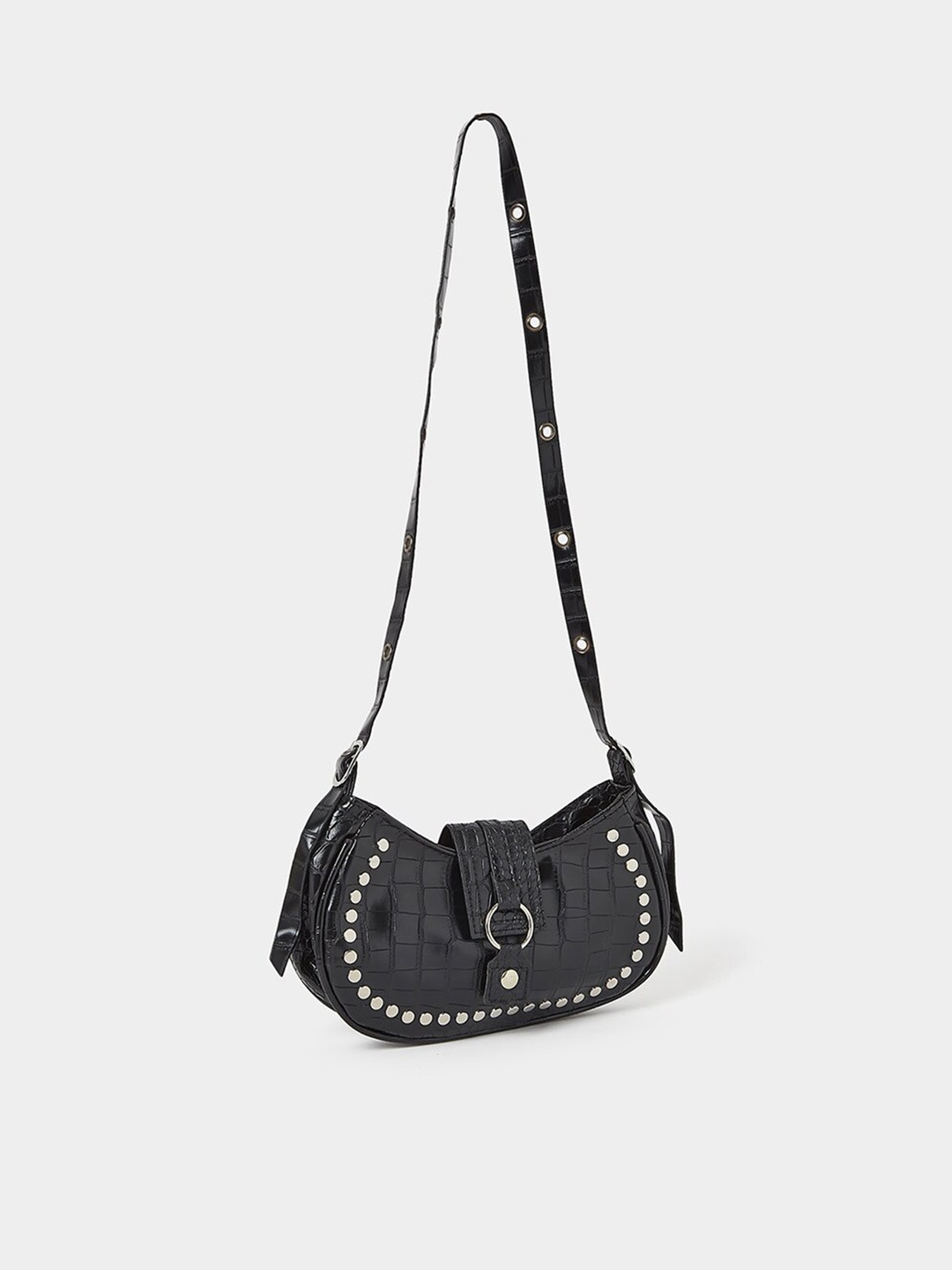 

Styli Textured Structured Sling Bag, Black