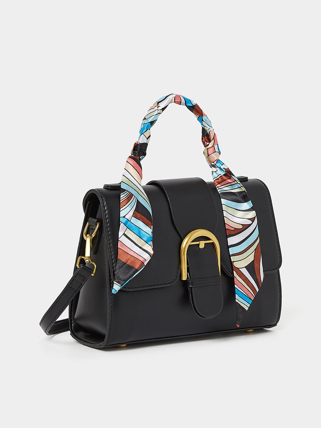 

Styli Printed Structured Handheld Bag, Black