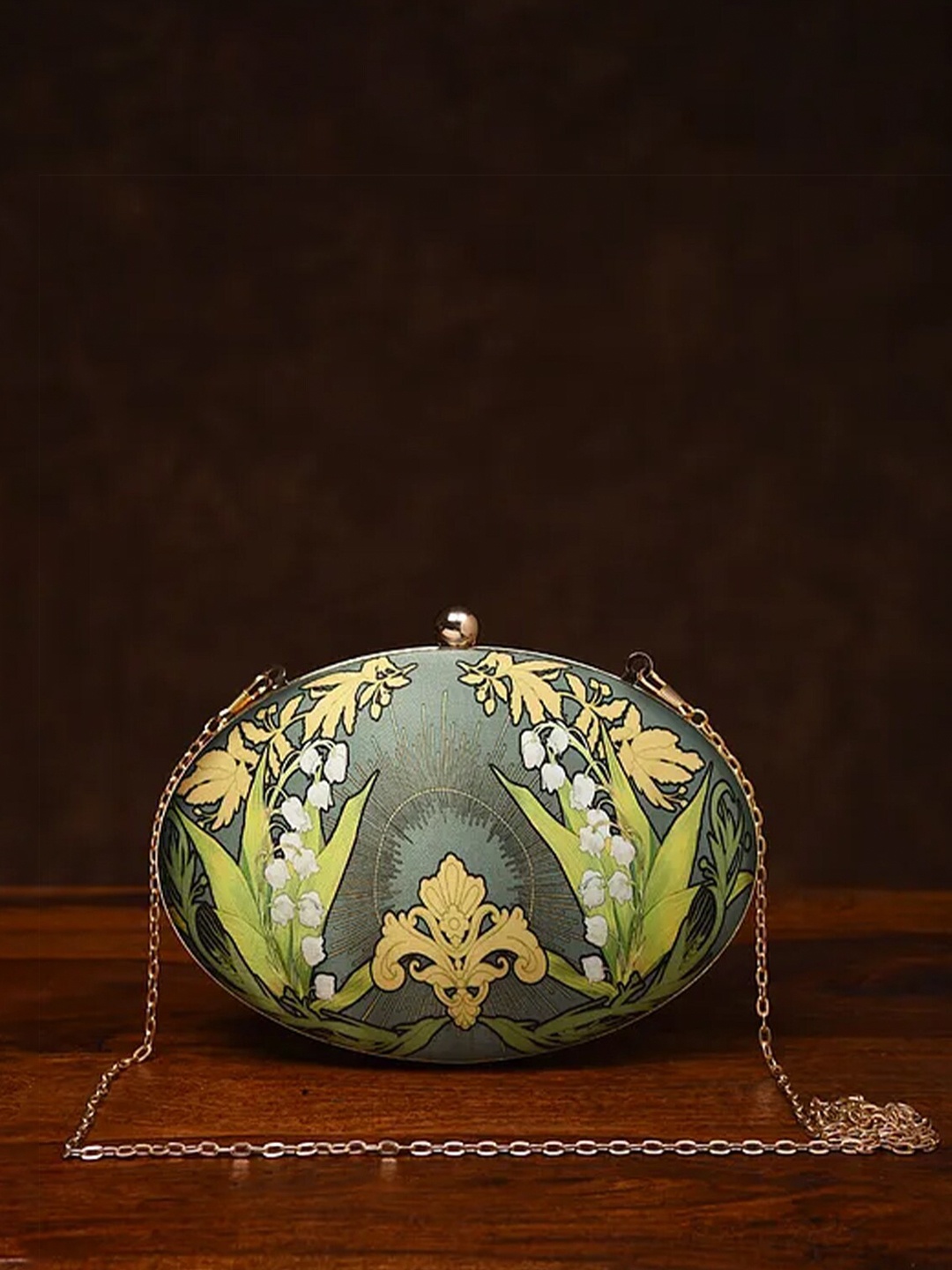 

Jalwa Art Printed Box Clutch With Shoulder Strap, Grey