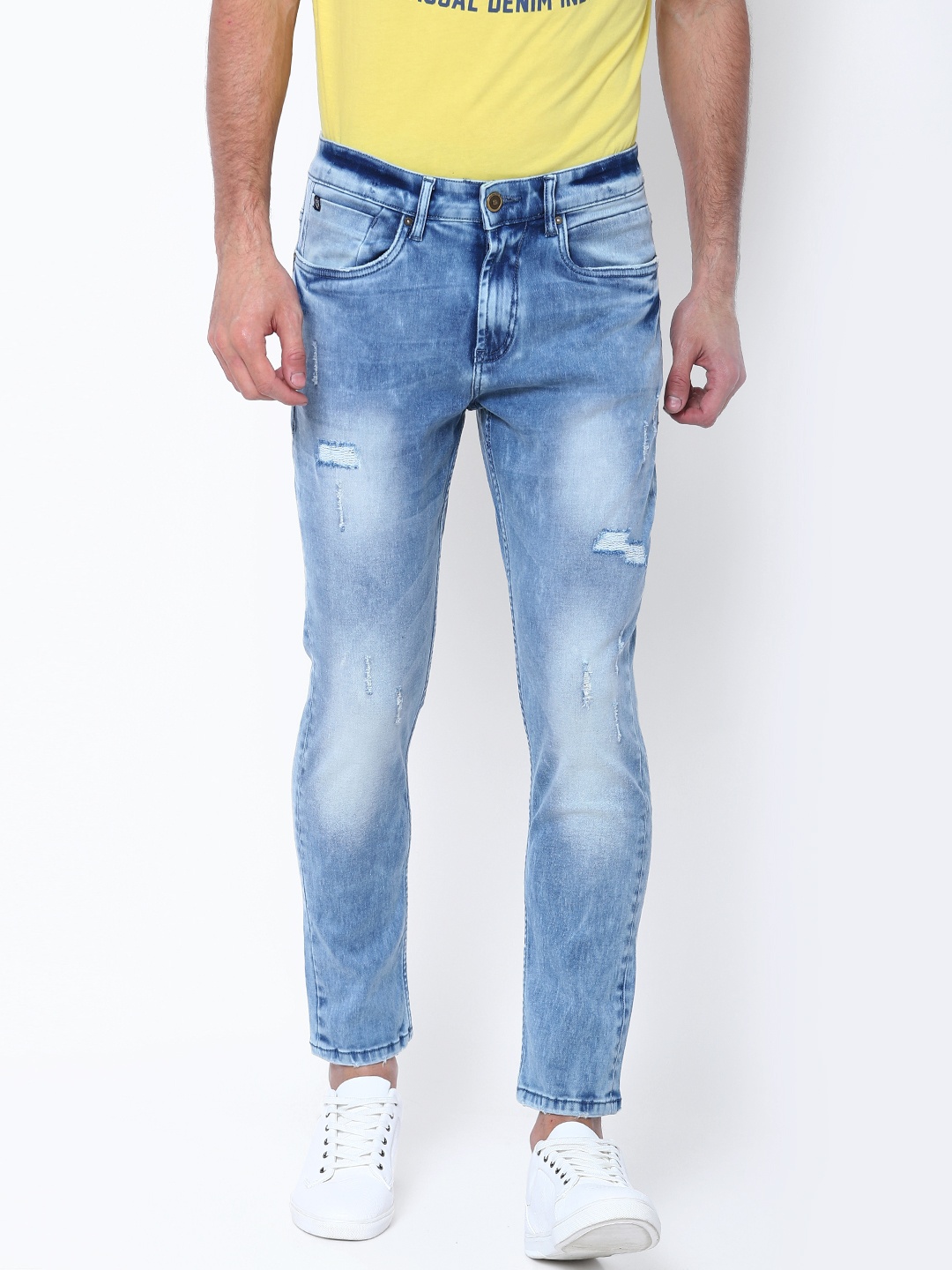 

LOCOMOTIVE Men Blue Tapered Fit Mid-Rise Mildly Distressed Stretchable Jeans