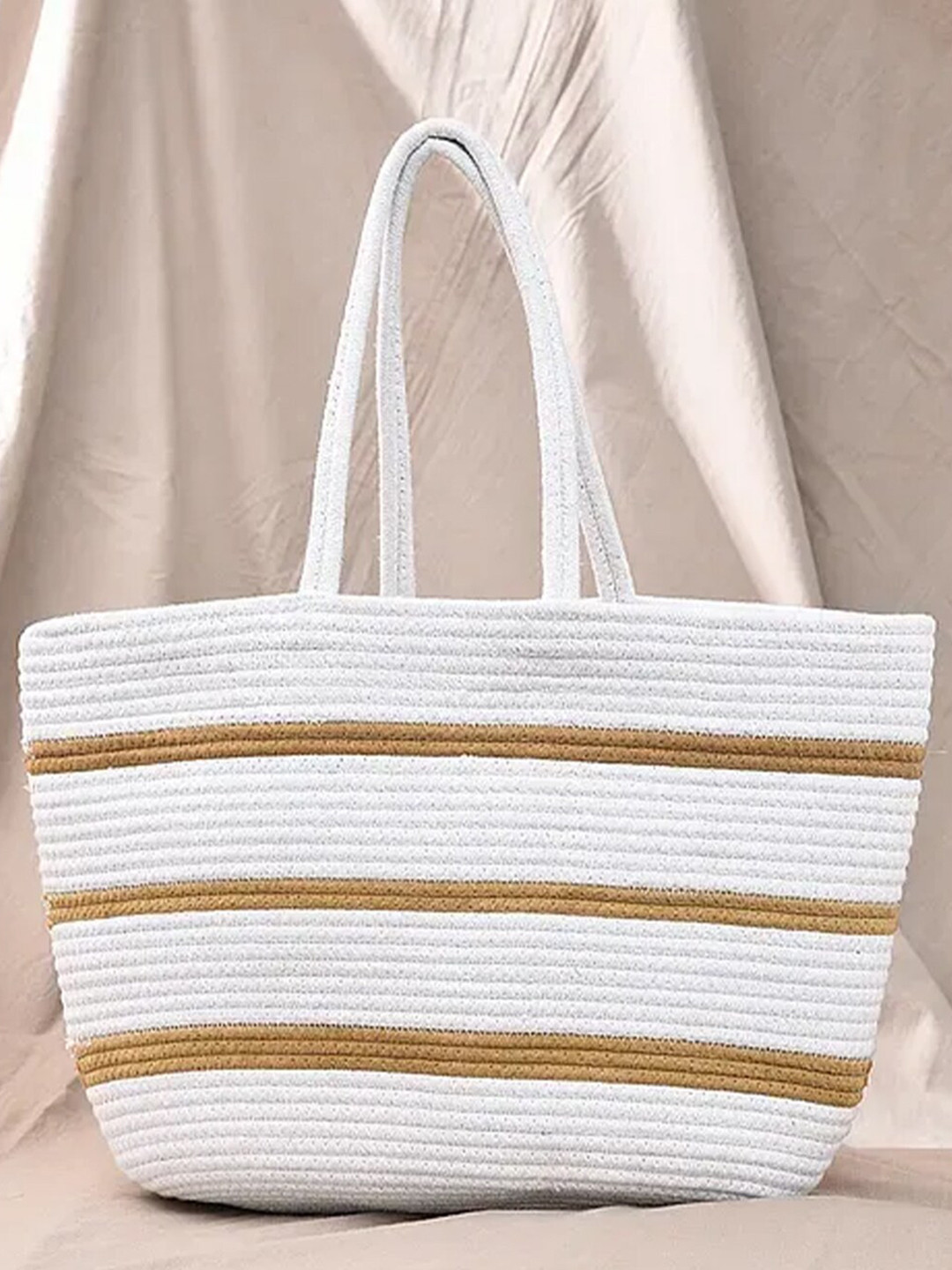 

Jalwa Art Textured Oversized Jute Shopper Tote Bag, White