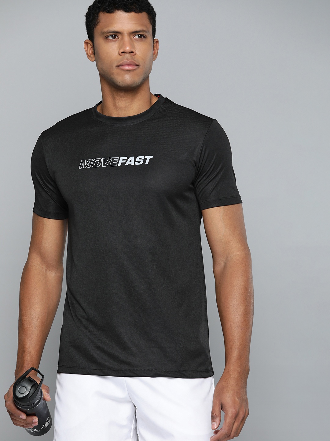 

Slazenger Men Typography Printed Reflective Sports T-shirt, Black