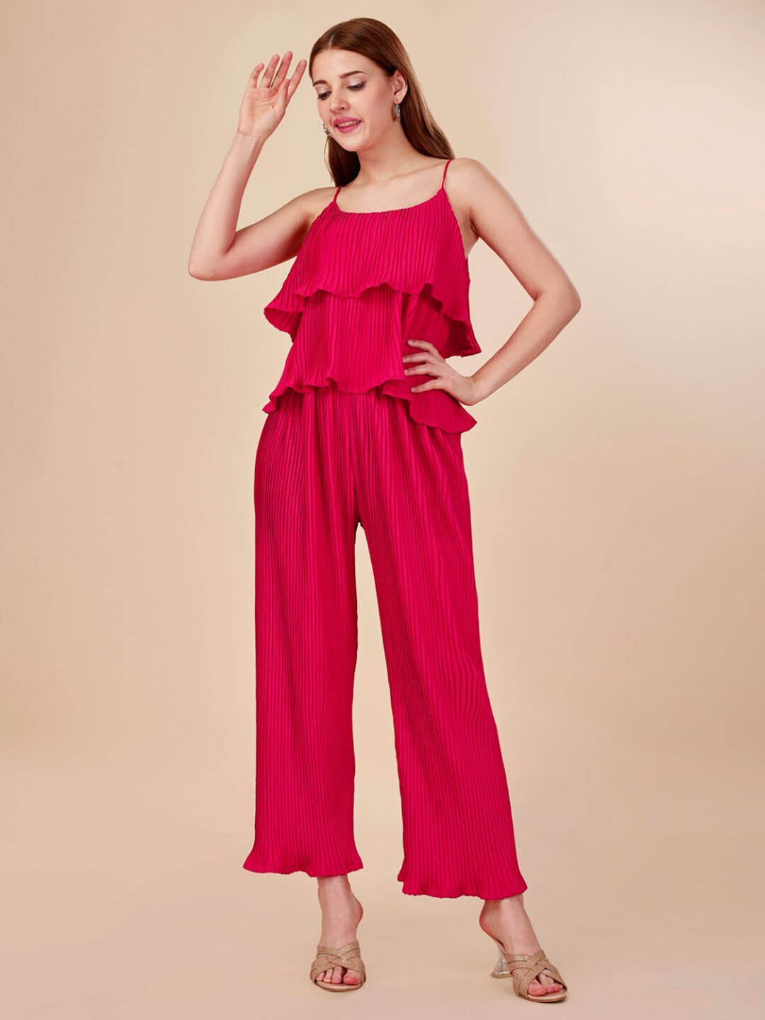 

Modestouze Attires Ruffles Tiered Top, Pink