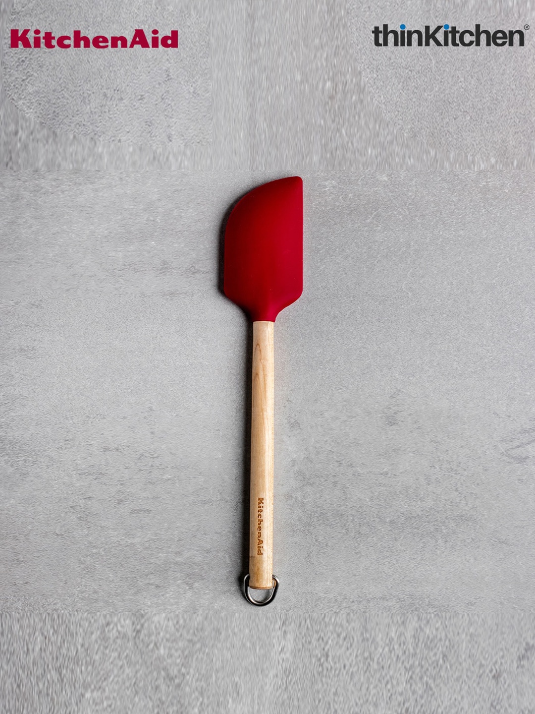 

KitchenAID Red Wooden Scraper Spatula With Silicone Head