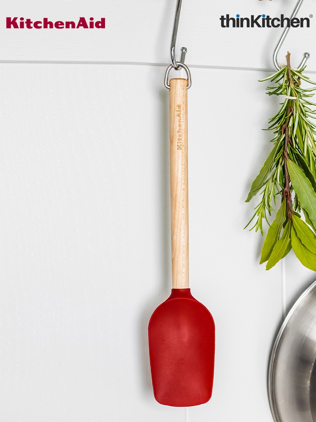 

KitchenAID Birchwood Red Wooden Spoon Spatula With Silicone Head