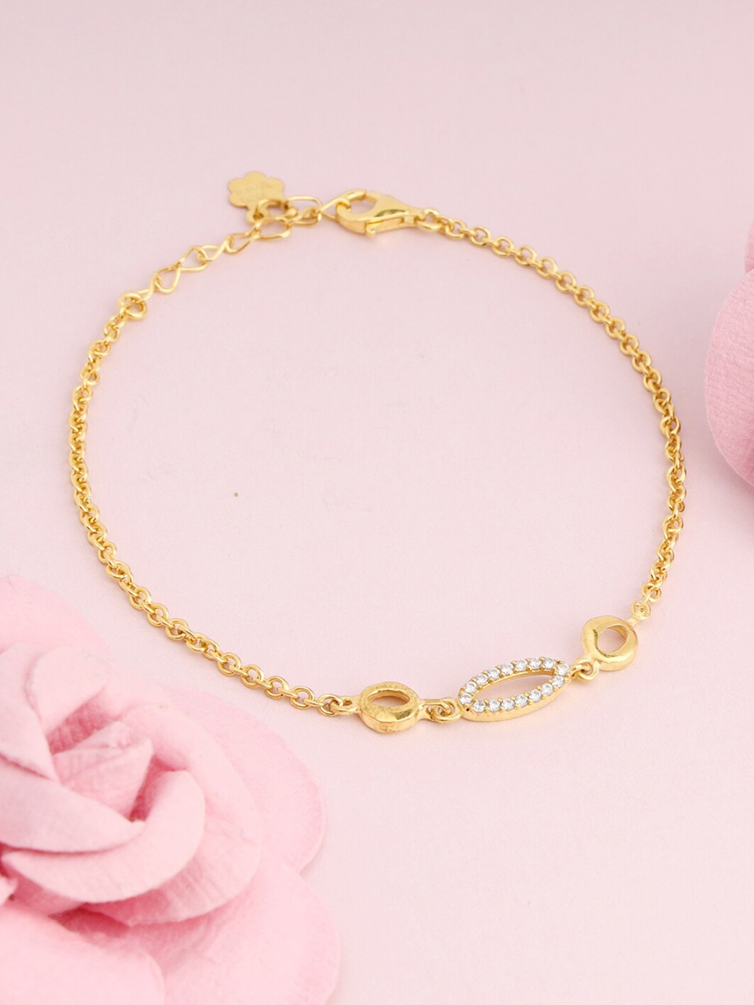 

GIVA Women Sterling Silver Gold-Plated Cubic Zirconia Link Bracelet
