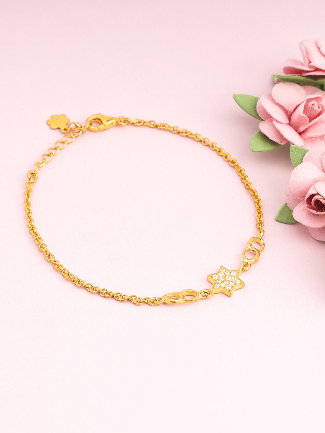 

GIVA Women Sterling Silver Gold-Plated Cubic Zirconia Link Bracelet