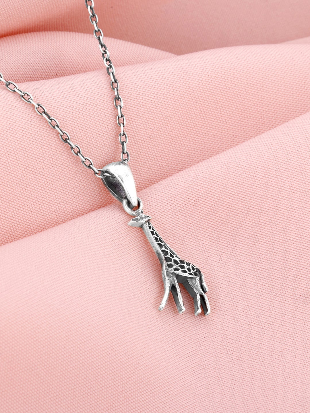 GIVA 925 Sterling Silver Rhodium-Plated Cute Giraffe Pendant With Chain