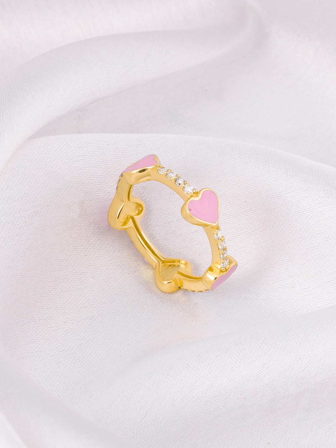 

GIVA 925 Sterling Silver Gold-Plated Cubic Zirconia-Studded Ring