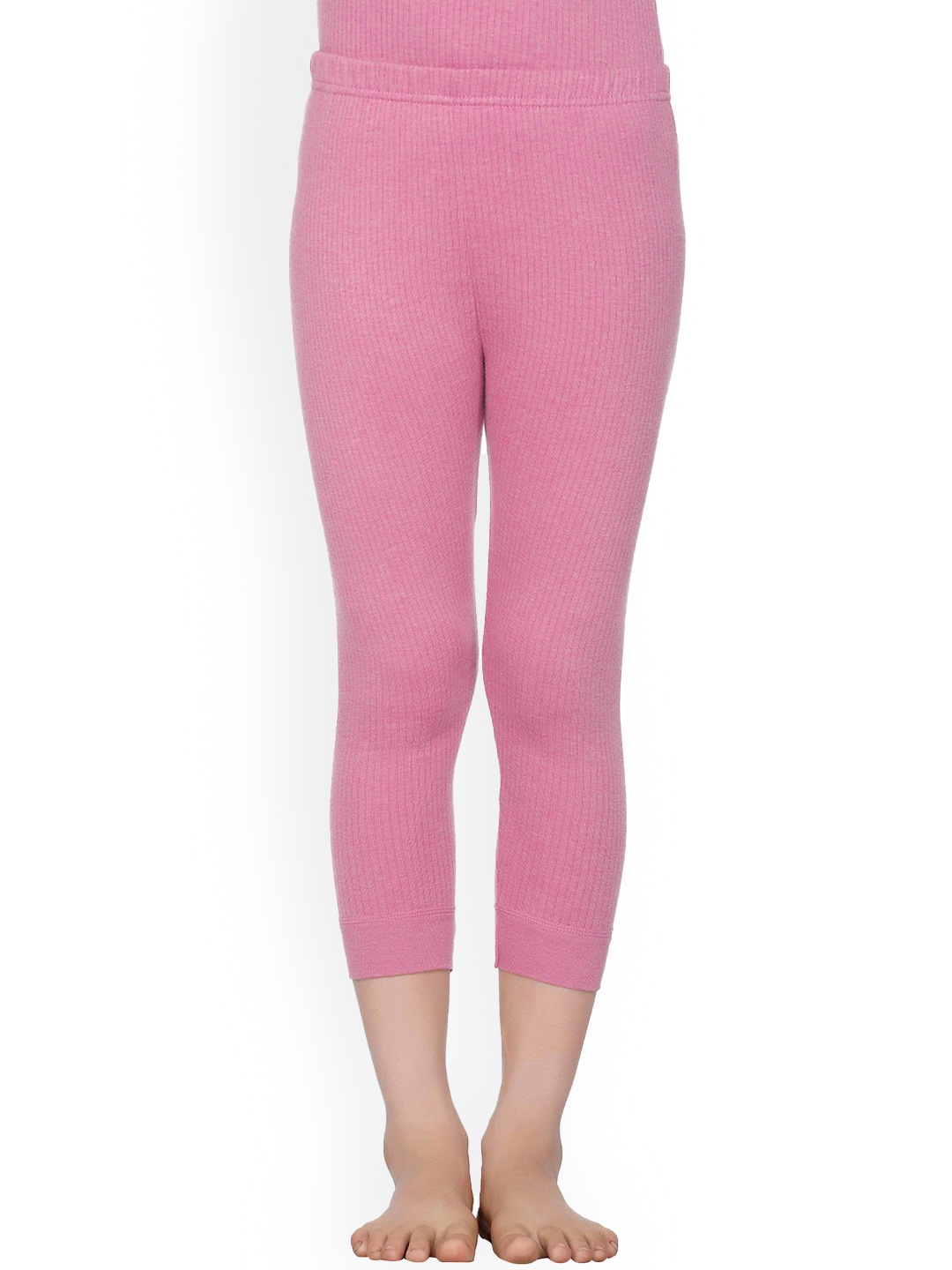 

BODYCARE INSIDER Kids Ribbed Cotton Cropped Ankle-Length Thermal Bottoms, Fuchsia